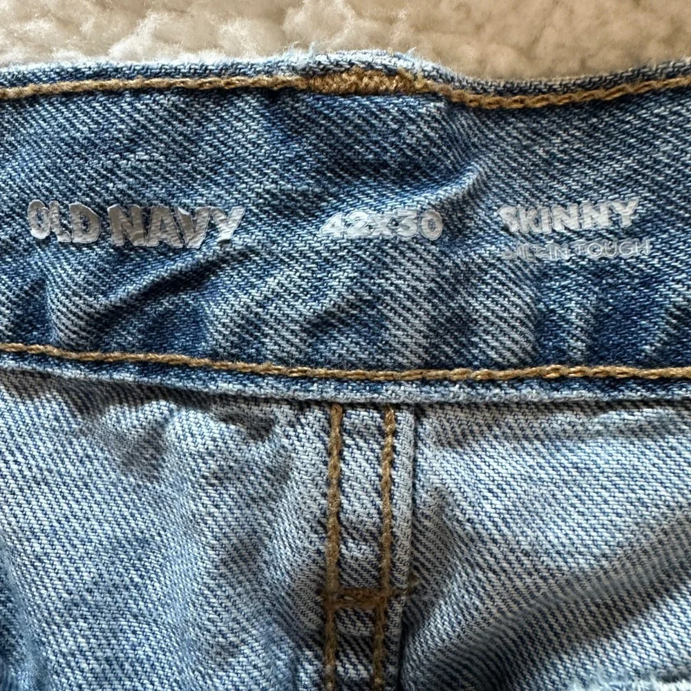 Old Navy Jeans Mens 42x30 Blue Skinny Built-In Tough‎ Denim Casual distressed